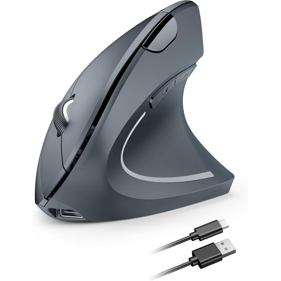 TECKNET Rechargeable Wireless Ergonomic Mouse,2.4GHz USB Vertical Mouse with Silent Click,4800 DPI Mouse with 6 Adjustable DPI,6-Button Computer Mouse for Laptop,PC, MacBook (No Batteries Needed)
