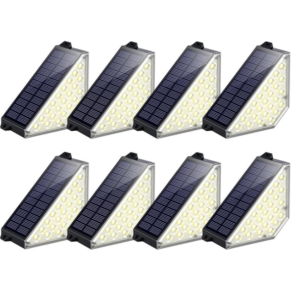 TECKNET Solar Step Lights for Outside, 2 Modes Brightness Adjustable, 24 LEDs Solar Stair Lights Outdoor, IP67 Waterproof Deck Light for Yard, Porch, Front Door, Patio, Garden