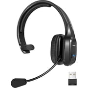 TECKNET BASICS Trucker Bluetooth Headset with AI Noise Canceling Mic, Wireless On-Ear for Phone/PC/Office/Home   Bright Black