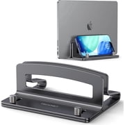 TECKNET BASICS Vertical Laptop Stand, Adjustable Aluminum Holder fits up to 17.3" Laptops, Non-Slip Silicone Base for Ma