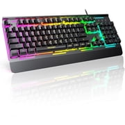 TECKNET BASICS Wired Gaming Keyboard, 2.4G USB Computer Keyboards, 7-Color & 4 Modes Backlit, Whisper Quiet Switches, Full Size Quiet Keyboard for Windows Desktop, PC, Laptop, Gaming
