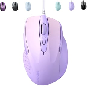TECKNET Wired Mouse, 6-Button Corded with 4 Adjustable DPI, Optical Ergonomic Design, 5FT Cord for Laptop, Chromebook, PC, Desktop, Mac, Notebook - Gradient Lavender