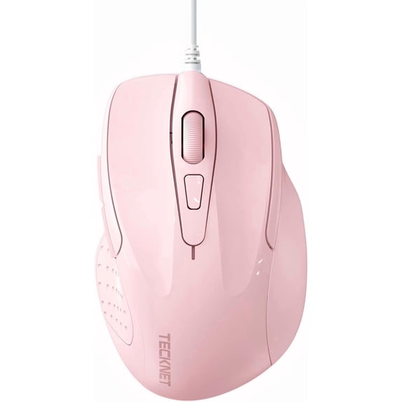 TECKNET BASICS Wired Mouse, 6-Button Corded with 4 Adjustable DPI, Optical Ergonomic Design, 5FT Cord for Laptop, Chromebook, PC, Desktop, Mac, Notebook