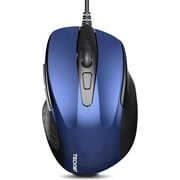 TECKNET BASICS Wired Mouse, 6-Button Corded with 4 Adjustable DPI, Optical Ergonomic Design, 9FT Cord for Laptop, Chromebook, PC, Desktop, Mac, Notebook - Blue