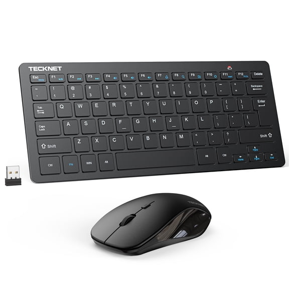 TECKNET Wireless Keyboard & Mouse Combo, 2.4GHz Mini Cordless Set, Silent 1600 DPI, Quiet Click Lag-Free for PC/Mac/Chrome OS
