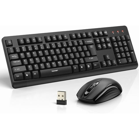TECKNET Wireless Keyboard & Mouse Combo, Full-Size Ergonomic, Low-Noise Typing & Clicking, Long Battery Life, Spill-Resistant, 2.4G Lag-Free USB for PC/Laptop/Computer