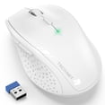 thumbnail image 1 of TECKNET Wireless Mouse, 2.4G Computer Mouse with 6-Level Adjustable 4800 DPI, 30 Months Battery, Ergonomic Grips, 6 Buttons Portable for PC, Chromebook, Mac - White, 1 of 7