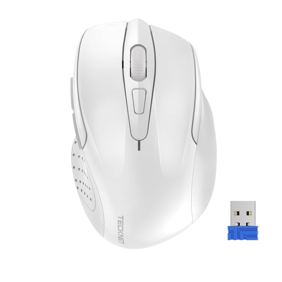 TECKNET Wireless Mouse, 2.4G Ergonomic Optical Mouse, Computer Mouse for Laptop, PC, Computer, Chromebook, Notebook, 6 Buttons, 24 Months Battery Life, 2600 DPI, 5 Adjustment Levels