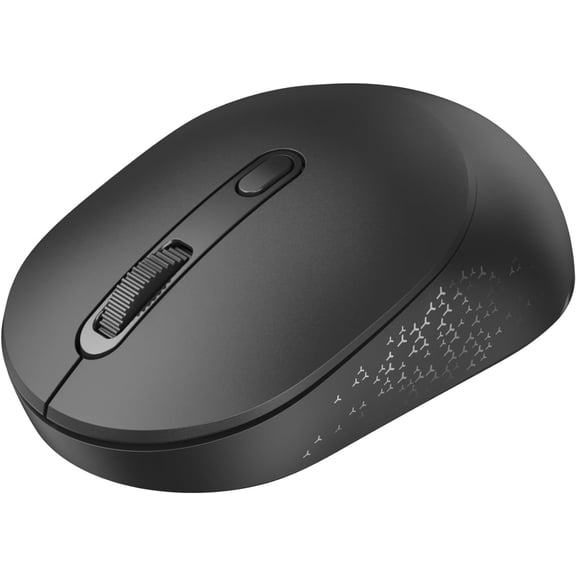 Bluetooth Wireless Mouse, Bluetooth 5.0 & 2.4G USB Receiver, Compact & Portable, Silent Click, Ergonomic Symmetrical Design, 18-Month Battery, Adjustable DPI, Wide Compatibility - Black