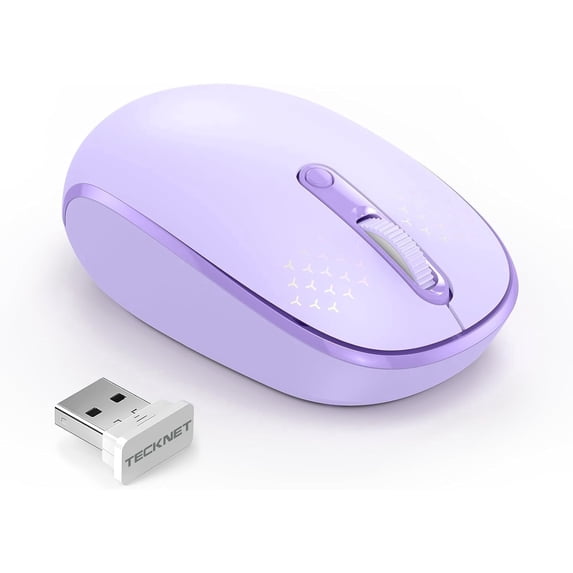 Wireless Mouse, 2.4G Quiet Computer Mouse with USB Receiver, 4 Buttons Portable Cordless Mice for Chromebook, Laptop, PC, Mac, 800/1200/1600 DPI