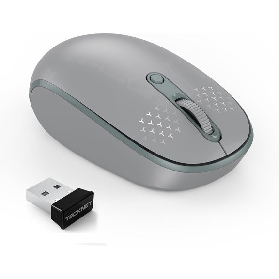 Wireless Mouse, 2.4G Quiet Computer Mouse with USB Receiver, 4 Buttons Portable Cordless Mice for Chromebook, Laptop, PC, Mac, 800/1200/1600 DPI