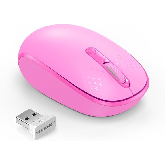 TECKNET Wireless Mouse, 2.4G Quiet Computer Mouse with USB Receiver, 4 Buttons Portable Cordless Mice for Chromebook, Laptop, PC, Mac, 800/1200/1600 DPI