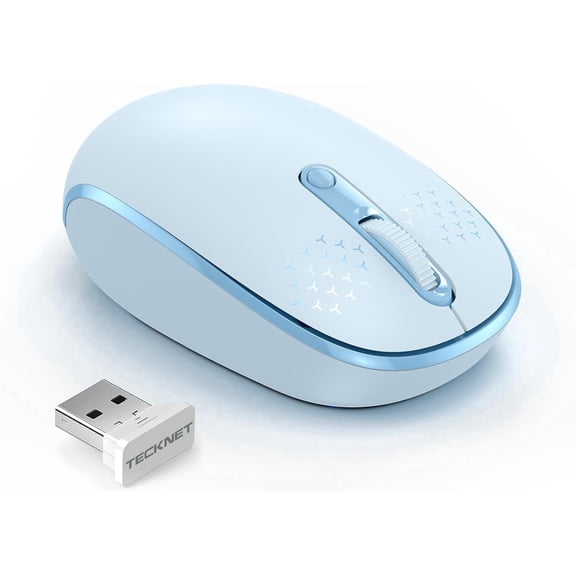 Wireless Mouse, 2.4G Quiet Computer Mouse with USB Receiver, 4 Buttons Portable Cordless Mice for Chromebook, Laptop, PC, Mac, 800/1200/1600 DPI