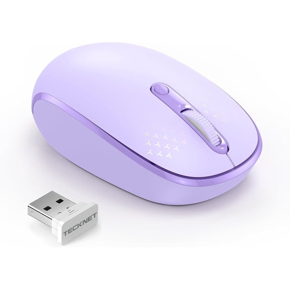 TECKNET Wireless Mouse, 2.4G Quiet Computer Mouse with USB Receiver, 4 Buttons Portable Cordless Mice for Chromebook, Laptop, PC, Mac, 800/1200/1600 DPI