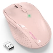 TECKNET Wireless Mouse, 2.4G USB Computer Mouse with 6-Level Adjustable 4800 DPI, 30 Months Battery, Ergonomic Grips, 6 Buttons Portable for PC, Chromebook, Mac - Pink