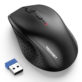 TECKNET BASICS Wireless Mouse, 2.4G USB Computer Mouse with 6-Level Adjustable 4800 DPI, Silent Quiet Click,30 Months Battery, Ergonomic Grips, 6 Buttons Portable for PC, Chromebook, Mac - Black