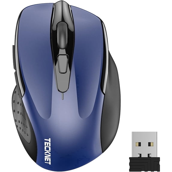TECKNET BASICS Wireless Mouse,2.4GHz with USB Receiver,Computer Mouse for Laptop,PC,Computer,Chromebook,Notebook,2600 DPI,5 Adjustment Levels