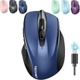 thumbnail image 1 of TECKNET Wireless Mouse (BT5.0/3.0 & 2.4G) Rechargeable 4800 DPI Silent USB A & Bluetooth Mouse 6 Buttons, Wide Compatibility - Blue, 1 of 8