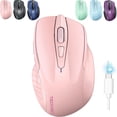 thumbnail image 1 of TECKNET Wireless Mouse (BT5.0/3.0 & 2.4G) Rechargeable 4800 DPI Silent USB A & Bluetooth Mouse 6 Buttons, Wide Compatibility - Pink, 1 of 9