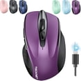 thumbnail image 1 of TECKNET Wireless Mouse (BT5.0/3.0 & 2.4G) Rechargeable 4800 DPI Silent USB A & Bluetooth Mouse 6 Buttons, Wide Compatibility - Purple, 1 of 8