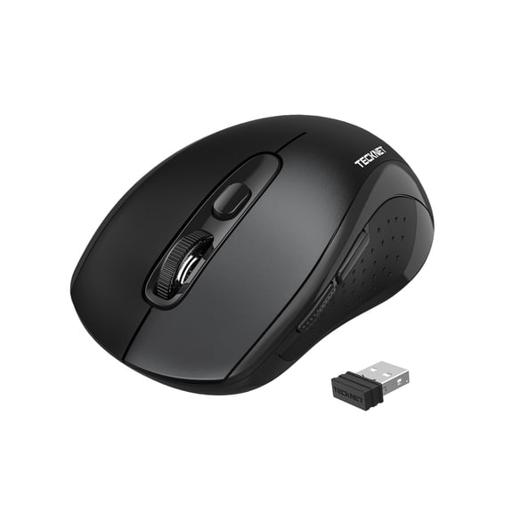 TECKNET Wireless Mouse for Laptop, Silent Bluetooth Mouse(BT5.0 & 2.4G) 4000DPI Adjustable, Computer Portable PC Quiet Mice with USB-A Receiver & 6 Buttons for Mac, 18 Months Battery