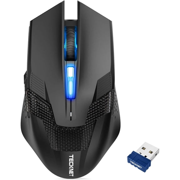 TECKNET Wireless Mouse-USB Ergonomic Optical Cordless Mouse with 8 Buttons,12-Month Battery Life,4800 DPI Optical Tracking,High-Precision 5 Adjustable DPI for PC/Mac/Laptop