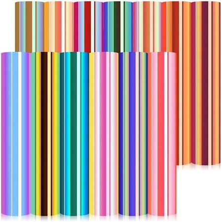 TECKWRAP Holographic Opal Chrome Adhesive Vinyl Sheets 13 Assorted Colors 12" x 12" 14 Sheets/Pack for DIY Craft, Arts Work with Craft Cutters, Sign Plotters