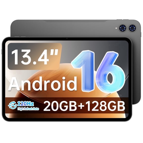 TECLAST Android 16 T65 13.4 inch Large Tablet, 20GB+128GB,120Hz 1920x1200 IPS Display,2.2Ghz Octa-Core Processor,10H 8000mAh Battery, 2.4GHz+5GHz WiFi,GPS, 3.5mm Headphone Jack for Music Lovers