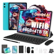 Android Tablet 10.1 Inch, TECLAST Android Gemini AI Tablets with Keyboard, 9GB+64GB+1TB Expand, 1280x800 IPS, 6000mAh, WiFi6, Bluetooth 5.4, Widevine L1, Tablet with 10 Accessories