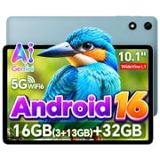 TECLAST 10.1 inch Android 16 Tablet, Octa-core CPU, 16GB+32GB+2TB, 6000mAh, 1280 800 IPS, WiFi 6, Widevine L1, Bluetooth 5.0, Face Unlock, Android Tablet for Kids Adults