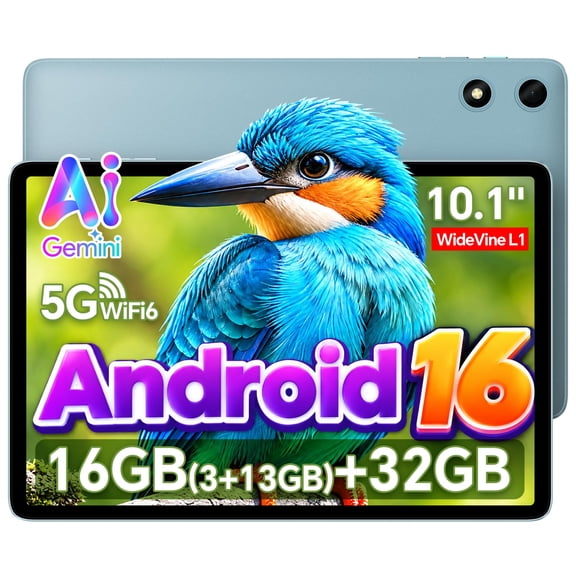 TECLAST 10.1 inch Android 16 Tablet, Octa-core CPU, 16GB+32GB+2TB, 6000mAh, 1280×800 IPS, WiFi 6, Widevine L1, Bluetooth 5.0, Face Unlock, Android Tablet for Kids Adults