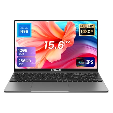 TECLAST Windows 11 Pro Notebook Computer 15.6" Laptop 12GB RAM 256GB SSD, 3.4GHz Quad Core Intel N95 Bussiness Computer PC, 1920x1080, Intel UHD Graphics, IPS FHD 1080P Screen, WiFi 6/BT 5.0