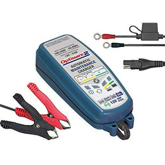 TECMATE OptiMATE 2, TM-421, 4-step 12V 0.8A sealed battery charger & maintainer