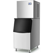 TECSPACE 110V Commercial Ice Maker 550LBS/24H，Ice Machine with 1200W Ultra Strong Compressor,265LBS Storage Bin,182 PCS Ice Cubes,Include Ice Spoon,Water Filter,Hoses