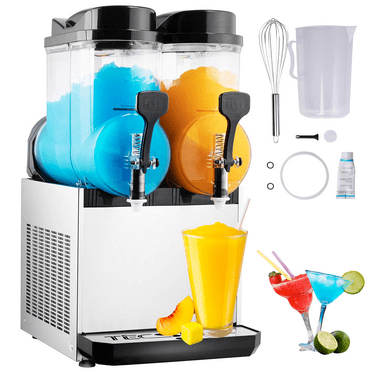TECSPACE 110V Commercial Slushy Machine,15/30/45L Stainless Steel Margarita Smoothie Frozen Drink Maker for Ice Juice Tea Coffee Making, Sliver