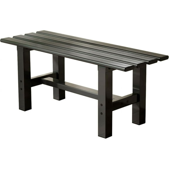 TECSPACE 35 Inches Aluminum Outdoor Weatherproof Bench Backless, 330 LBS Bearing Capacity Garden Porch Bench, Black