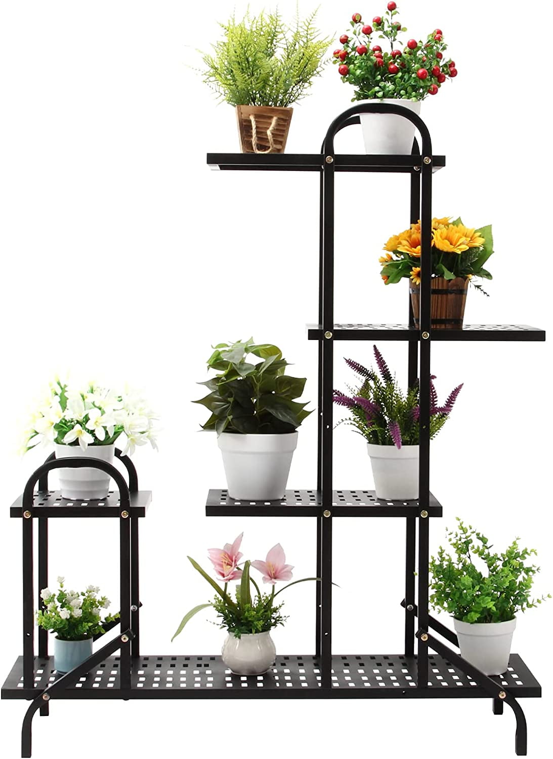 TECSPACE 4 Tier Metal Plant Stand with Wheels for Indoor Plants,39.4 x 12.6 x 47.2 inches