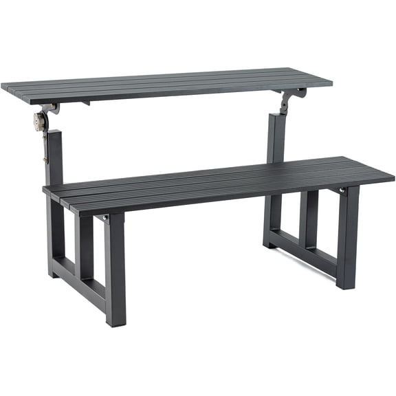 TECSPACE 47 Inches Aluminum Picnic Table Bench Black, Covertible Outdoor Bench with 400 LBS Weight Capacity for Park, Garden and Patio