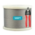 thumbnail image 1 of TECSPACE 500Ft Stainless Steel Wire Rope, 1/8” T316 Stainless Steel Wire Cable, 7 x 7 Strands Construction, 2100lbs Breaking Strength Cable for Railing Decking, Guard Net, Garden Fence, 1 of 7