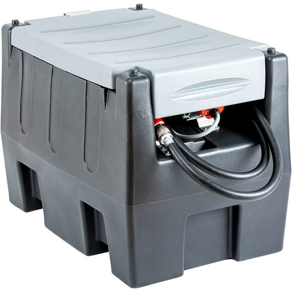 TECSPACE 58 Gallon Gasoline Tank, Portable Fuel Tank with 12V Electric Fuel Transfer Pump, 40 GPM Gasoline Fuel Tank with 4 Meters Hose for Gasoline Transportation (Black, 58 gal)