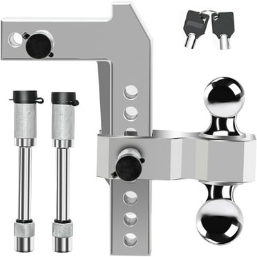 Tecspace Adjustable 8in Dual Ball Mount Hitch Class III for Trailers, 2 inch Receiver, 320000 oz