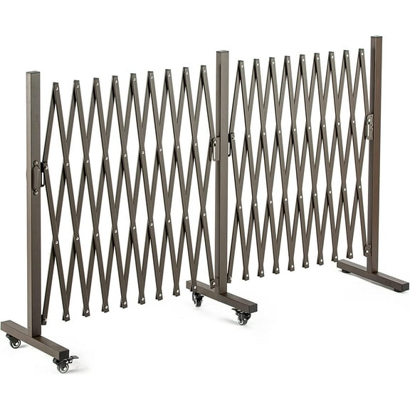 TECSPACE Aluminum Expandable Garden Fence, Portable Barricade Gate with Casters, Expansion Size 201×15.2×40.6 inches, Adjustable Flexible Fence Mobile Barricade Safety Barrier