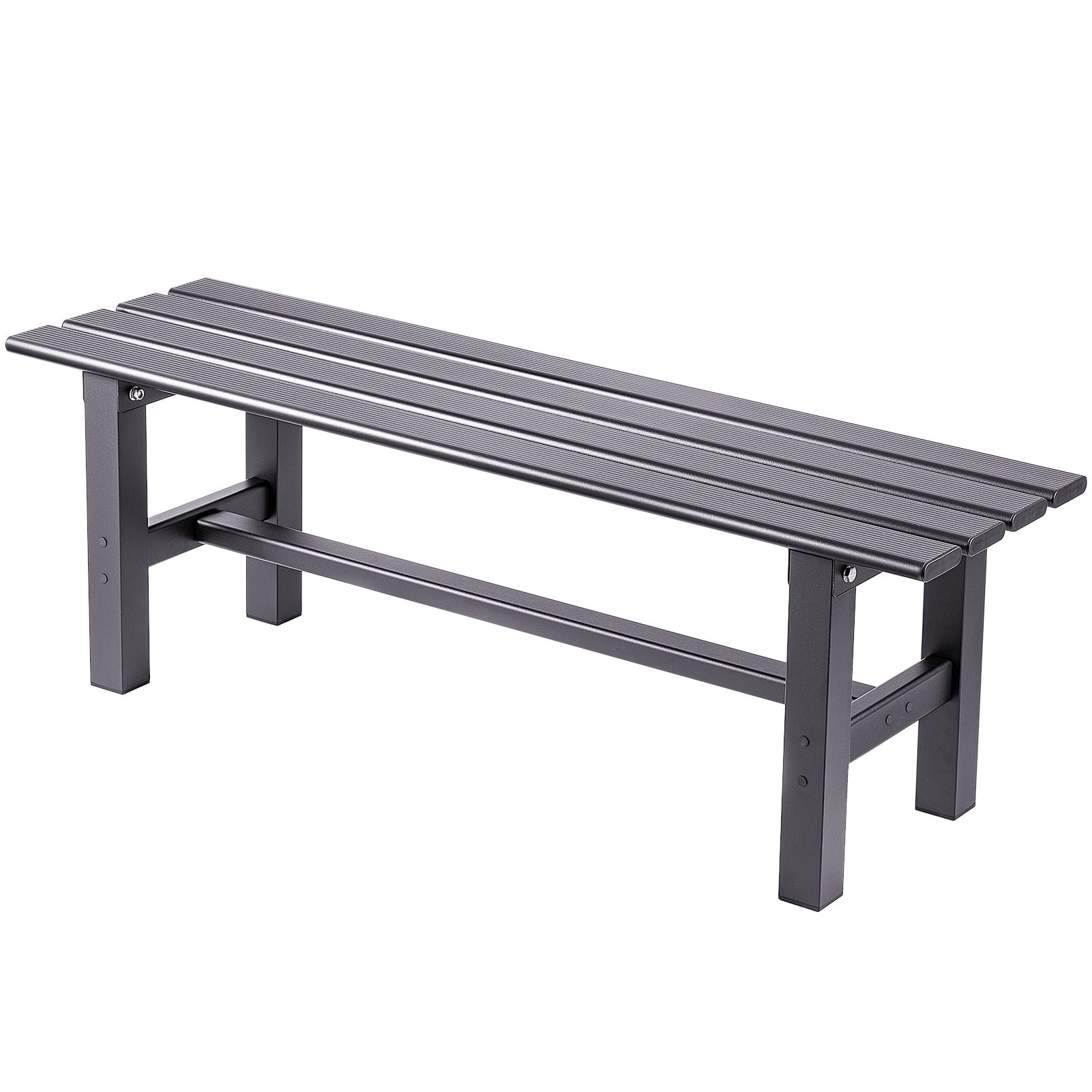 GARDEN Plastic Adirondack Backless Outdoor Bench for Patio Entryway Weathered Wood