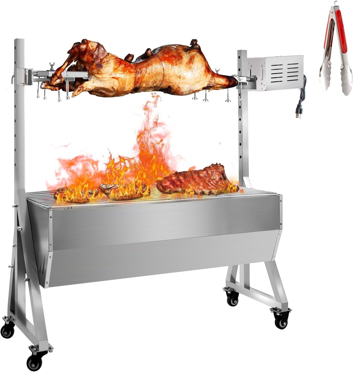 TECSPACE Electric BBQ Rotisserie Grill Kit, 47" Rotisserie Roaster Max