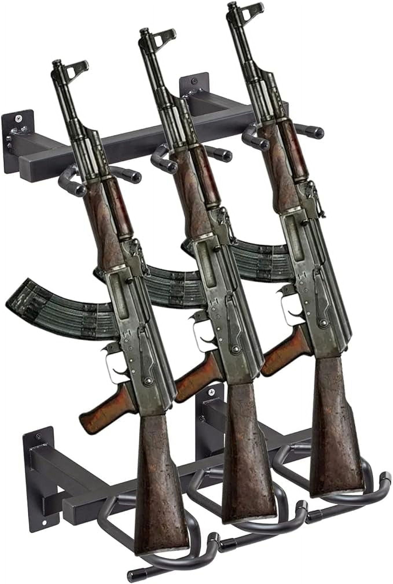 TECSPACE Gun Rack Wall Mount, 6 Slots Steel Indoor Shotgun Rack, Black