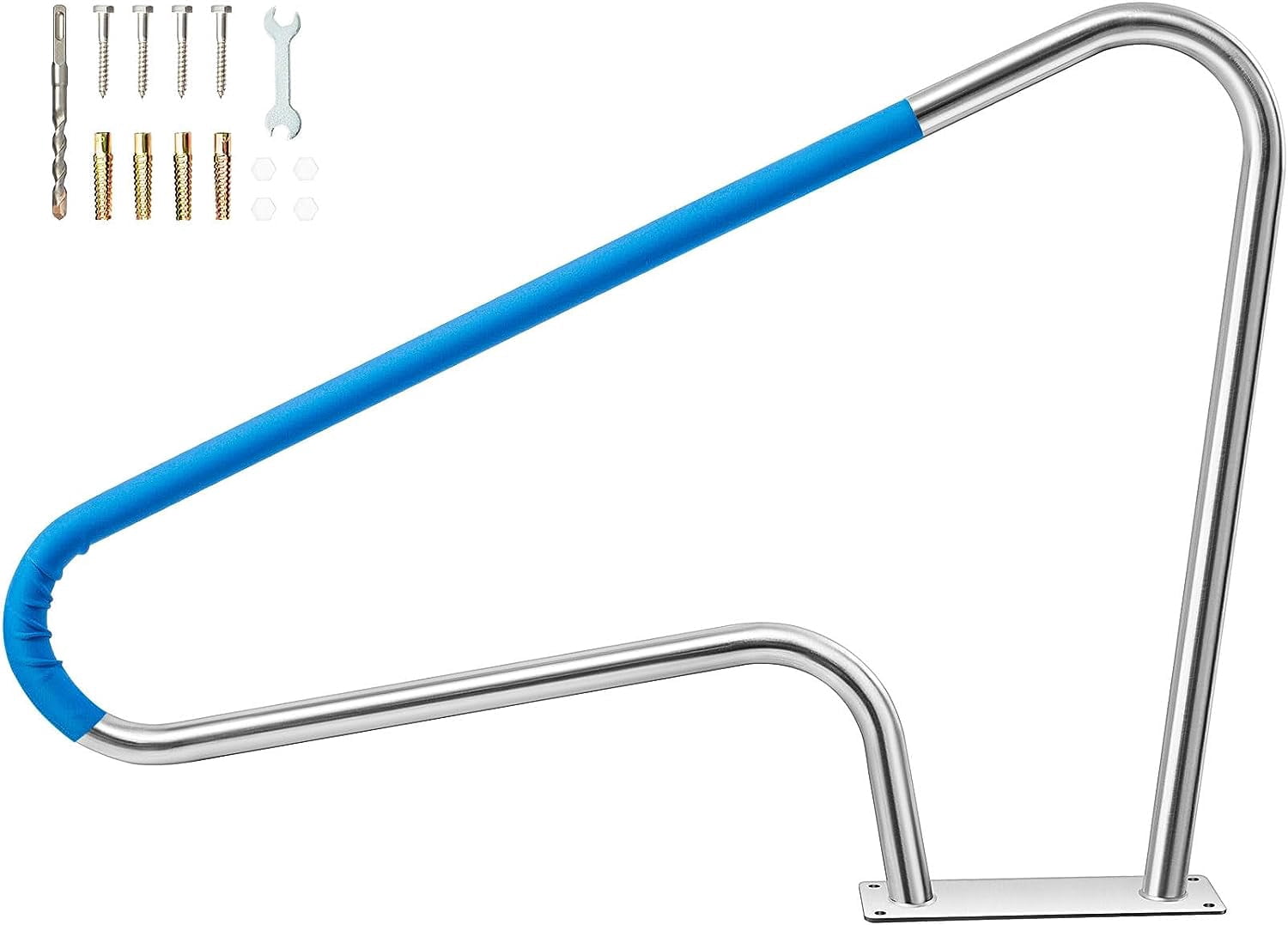 TECSPACE Pool Handrail 49x32 Pool Railing 304 Stainless Steel 250LBS ...