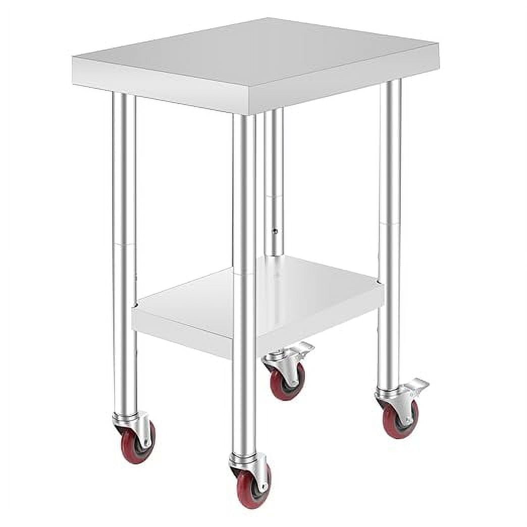 Tecspace Stainless Steel Work Table With Wheels 24x18 Commercial Heavy Duty Work Table With 