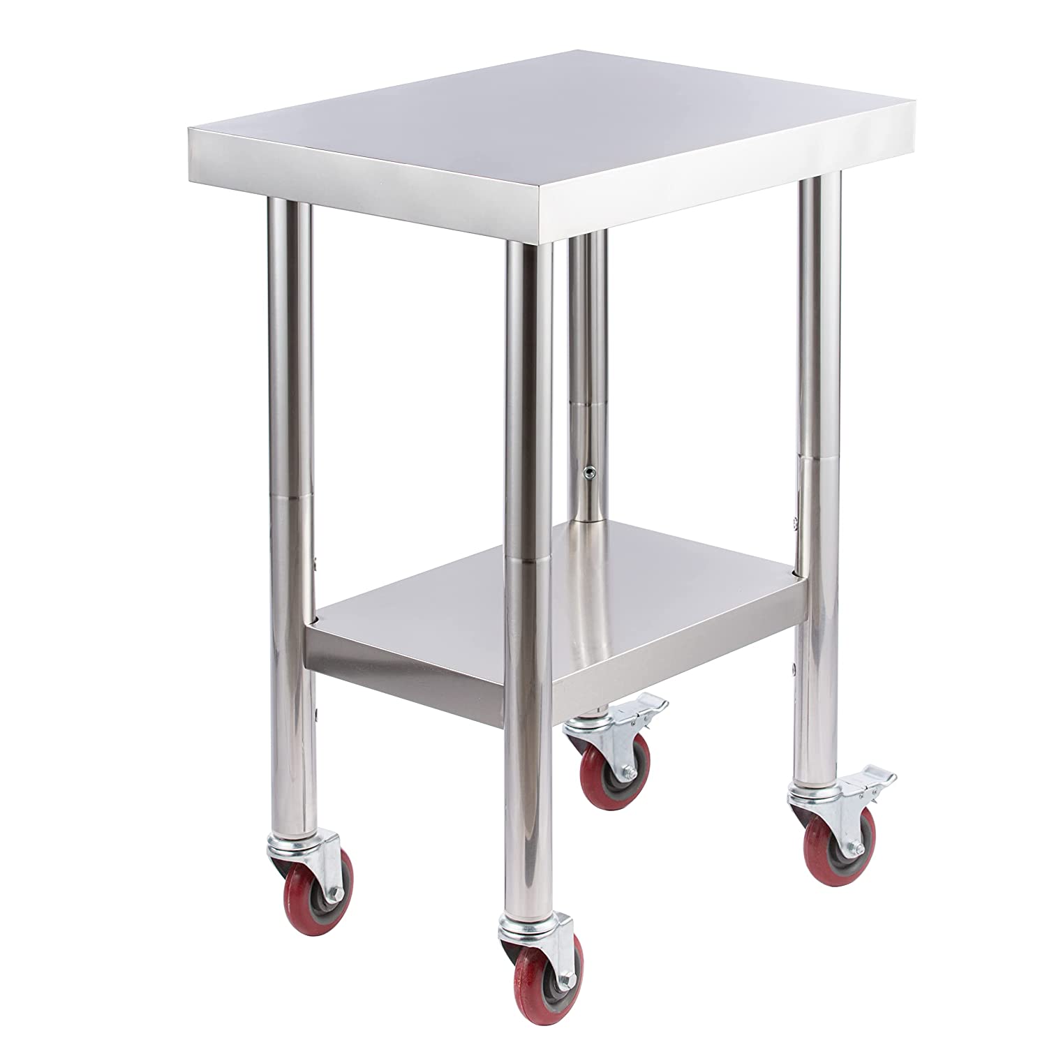 Walmeck Kitchen Work Table with Wheels 39.4"x17.7"x33.5" Stainless