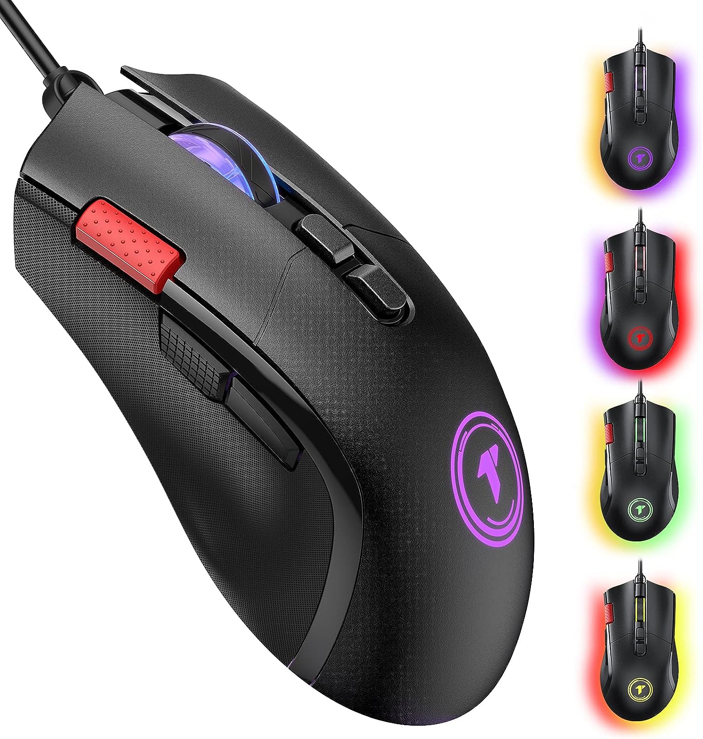 HXSJ A869 Wired Gaming Mouse 3200DPI 7 Buttons 7 Color LED Optical
