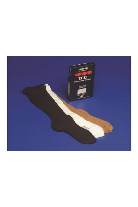 Anti Embolism Stockings, Knee-High Hose, Medium, Long, Beige Closed Toe, 4323